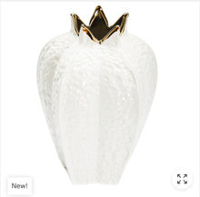 Load image into Gallery viewer, White Vase with Gold Rim
