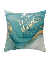 Load image into Gallery viewer, Marble Turquoise and Gold Silver Cushion Cover
