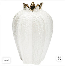 Load image into Gallery viewer, White Vase with Gold Rim
