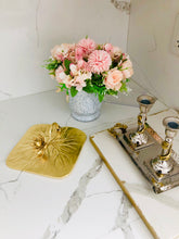 Load image into Gallery viewer, Gold Square Napkin Holder With Lotus Flower Design
