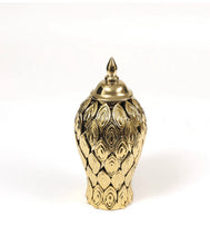 Load image into Gallery viewer, Gold Petal Textured Ginger Jar Small 14&quot;H x 6&quot;W
