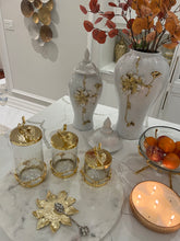 Load image into Gallery viewer, White and Gold Flower Ginger Jar 18&quot;H x 8&quot;W
