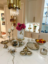 Load image into Gallery viewer, Hammered 3-Section Bowl Server w/ Gilded Floral Handle

