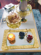 Load image into Gallery viewer, Large Rectangular Glass Tray With Gold Embossed Border
