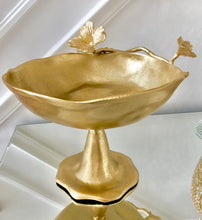 Load image into Gallery viewer, Gold Footed Bowl With Leaf Detail

