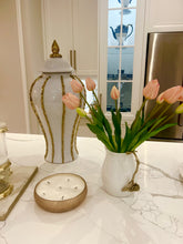 Load image into Gallery viewer, White Water Pitcher Stainless Handle Flower Detail
