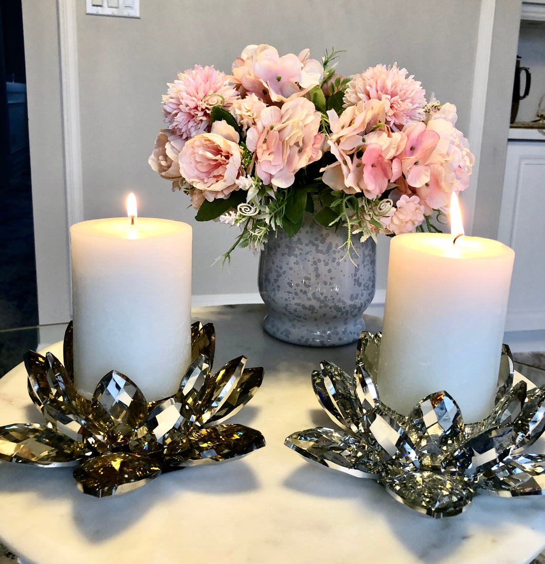 Flower Shape Crystal Candle Holders