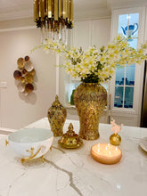 Load image into Gallery viewer, Gold Petal Textured Ginger Jar Large  24&quot;H x 10.5&quot;W
