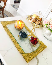 Load image into Gallery viewer, Large Rectangular Glass Tray With Gold Embossed Border
