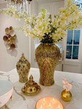 Load image into Gallery viewer, Gold Petal Textured Ginger Jar Small 14&quot;H x 6&quot;W
