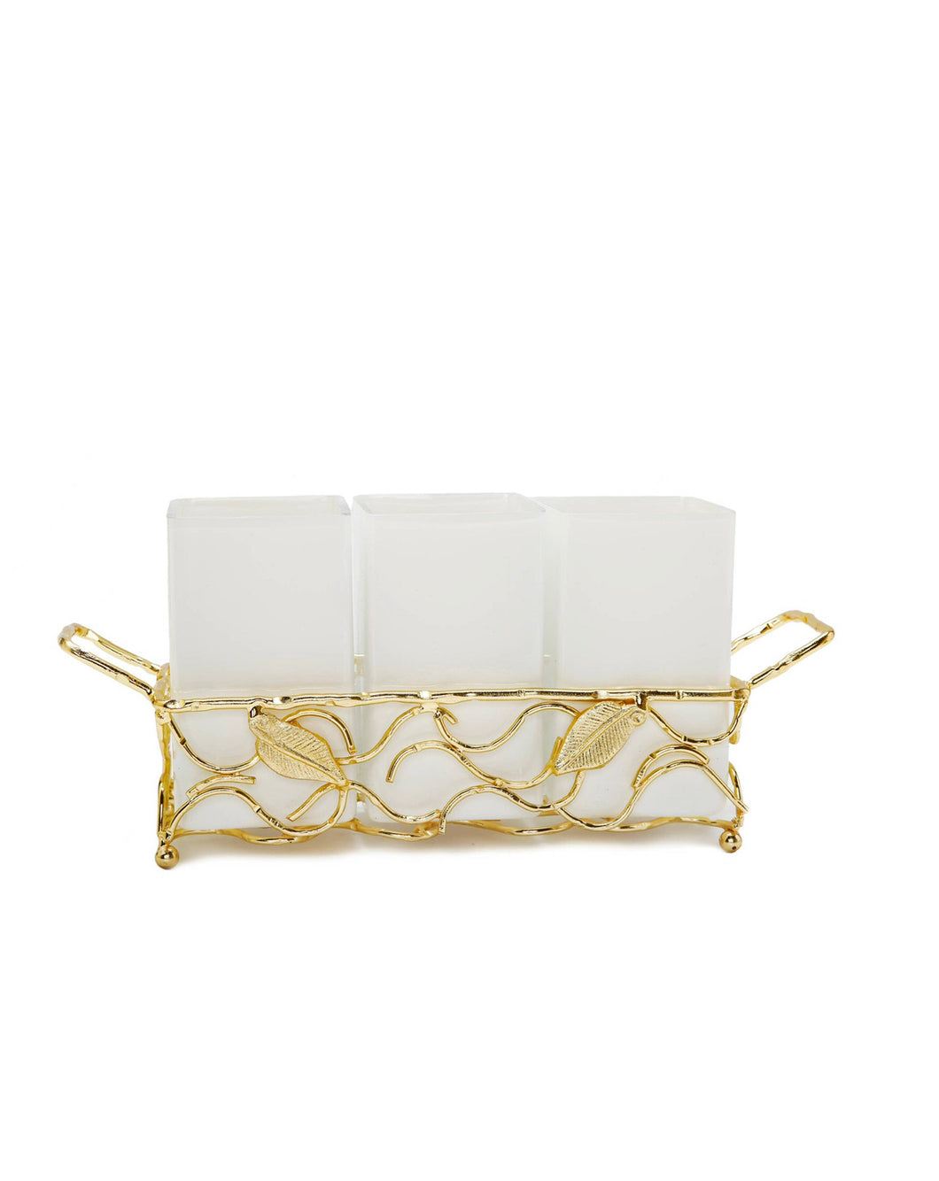 Leaf Cutlery Holder with White Inserts