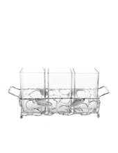 Load image into Gallery viewer, Cutlery Holder With Silver Leaf and Hammered Glass Inserts
