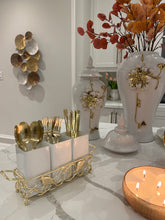 Load image into Gallery viewer, Leaf Cutlery Holder with White Inserts
