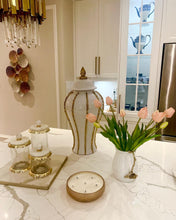 Load image into Gallery viewer, White Water Pitcher Stainless Handle Flower Detail
